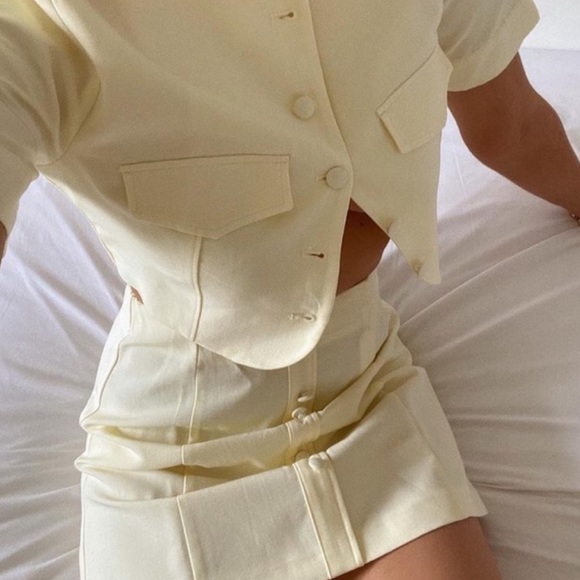 Zara Yellow Linen Mini Skirt Size Small - Picture 6 of 9